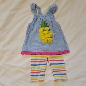 Mud Pie Pineapple Tank Top And Striped Pants Set, 12-18 Months